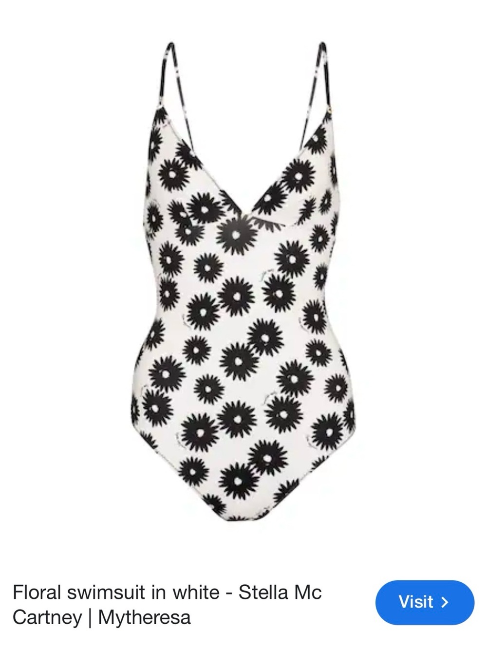 Stella McCartney White One-Piece Swimsuit with Black Floral Print